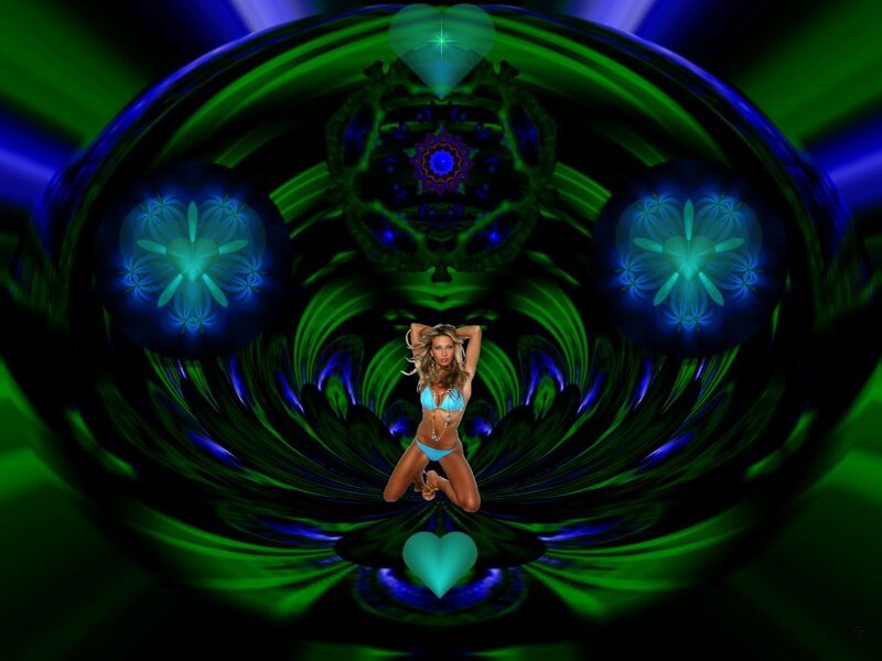 Woman in Blue Bikini — Green, Hypnotic