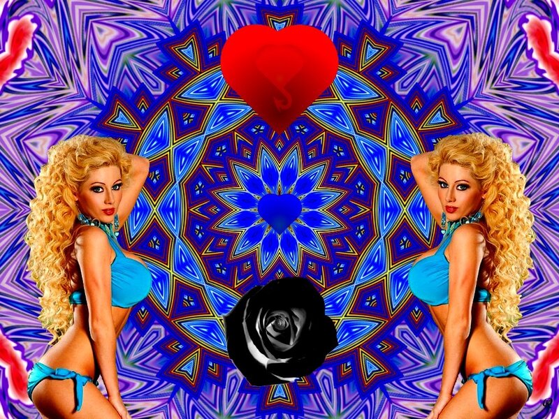Woman in Blue Bikini — Psychedelic, Digital Art