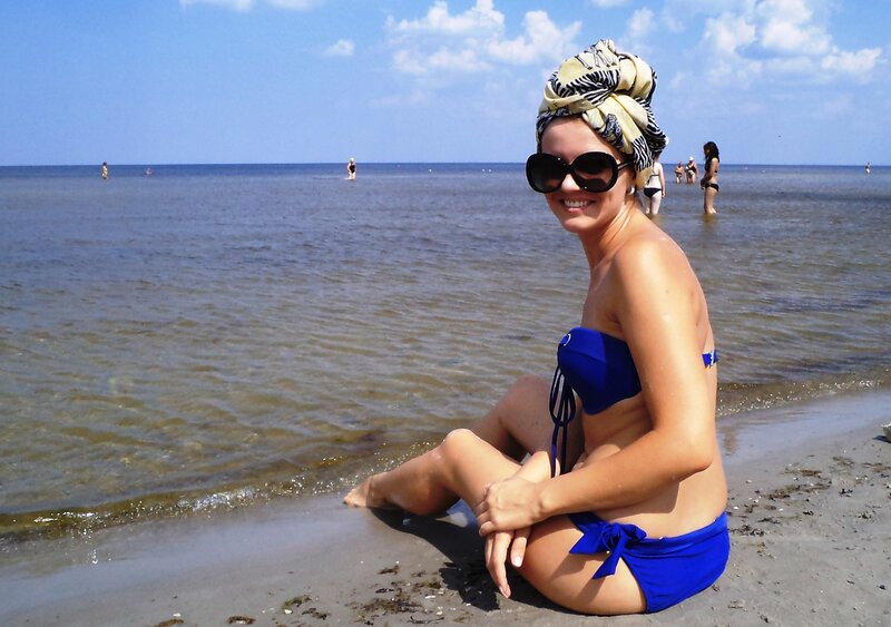 Woman in Blue Bikini — Relaxed, Summer, Photograph, Beach