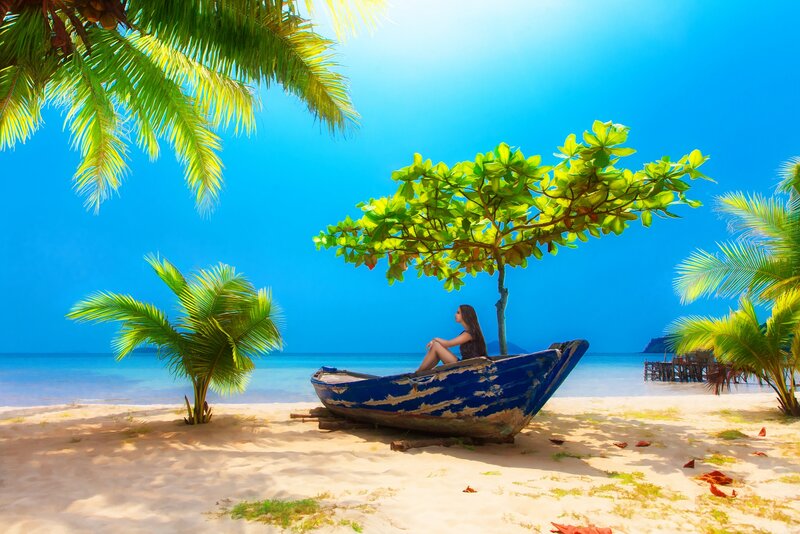 Woman in Blue Boat