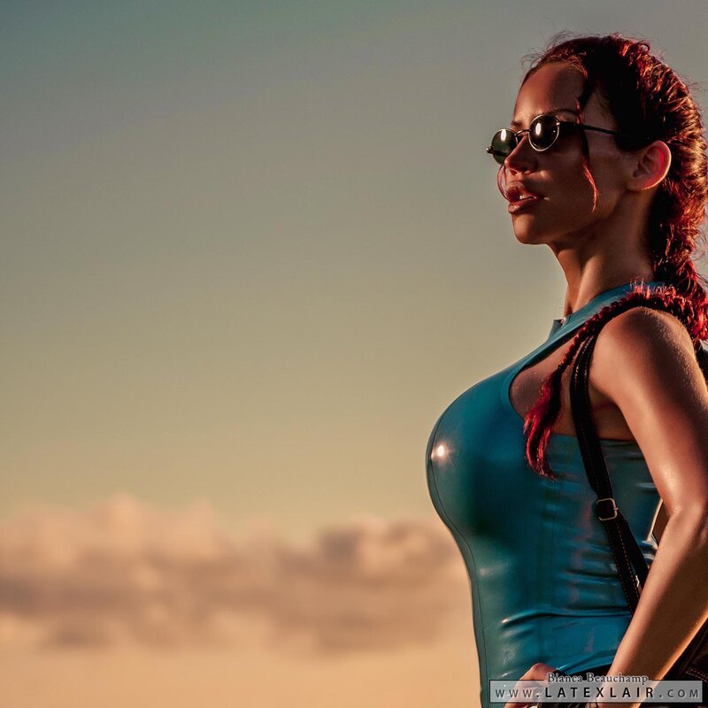 Woman in Blue Bodysuit — Dramatic, Sunset