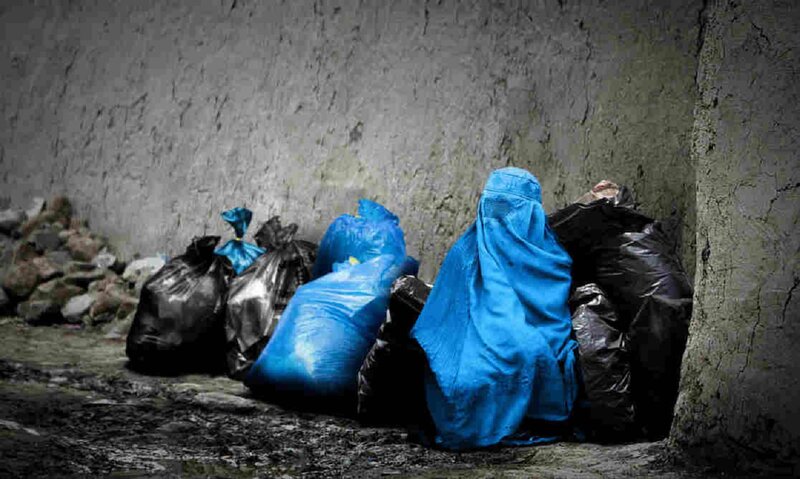 Woman in Blue Burqa