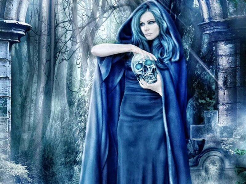 Woman in Blue Cloak — Dark