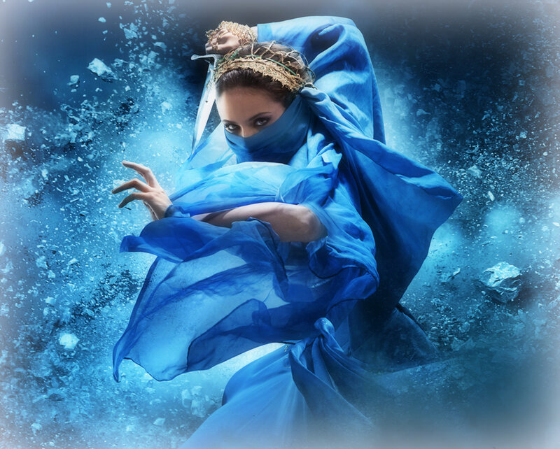 Woman in Blue Cloak — Dramatic, Digital Art
