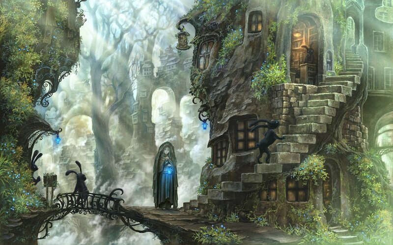 Woman in Blue Cloak — Green