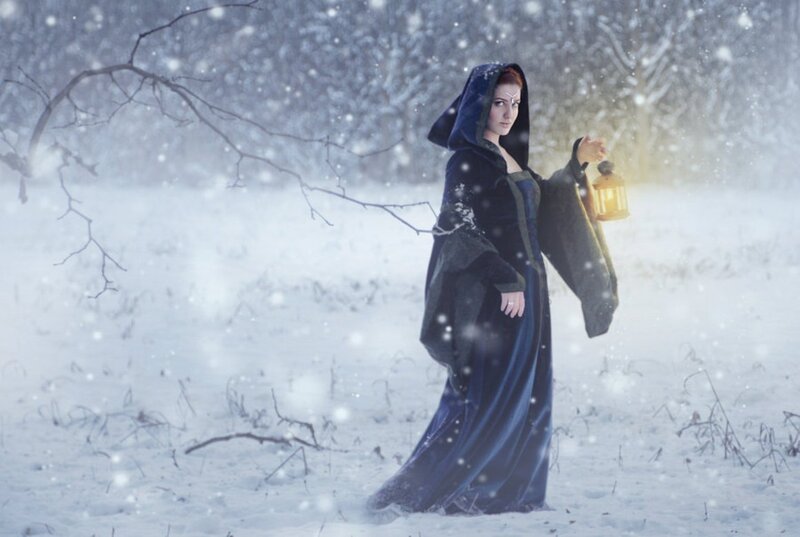 Woman in Blue Cloak — Mysterious
