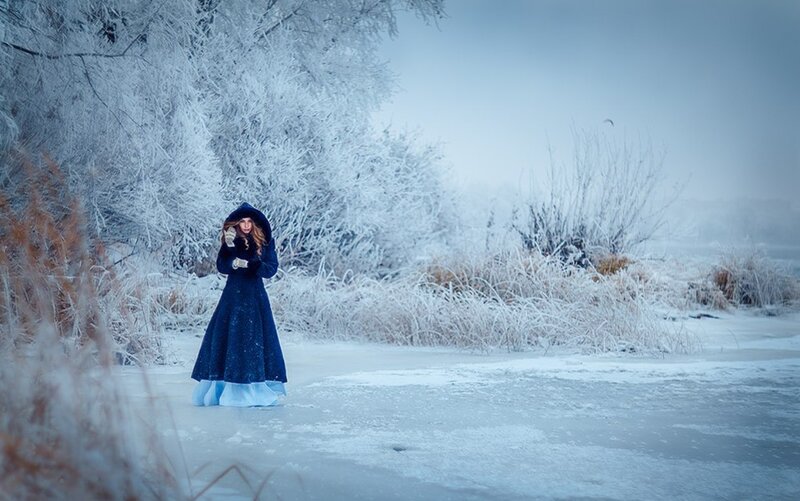 Woman in Blue Coat — Cold