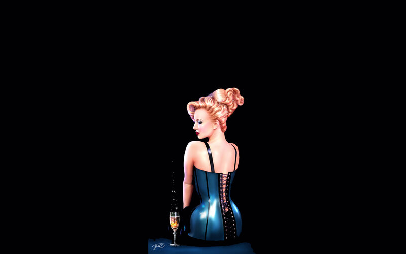 woman in blue corset