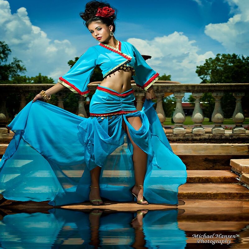 Woman in Blue Costume — Dramatic, Afternoon