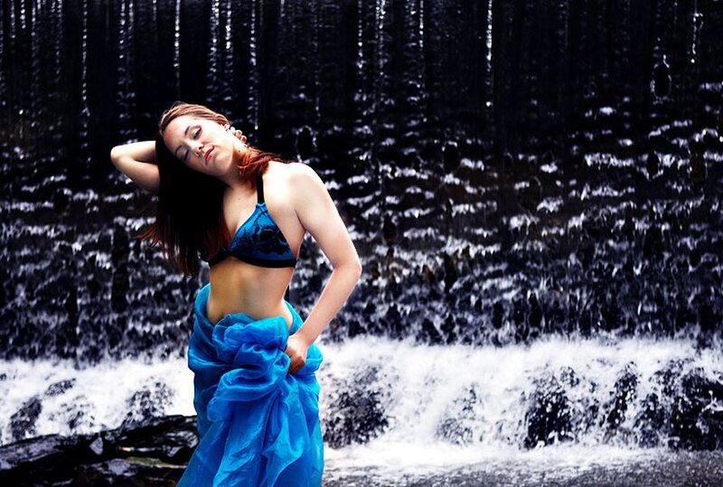 Woman in Blue Costume — Dramatic, Photograph