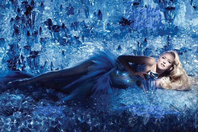 woman in blue crystal environment