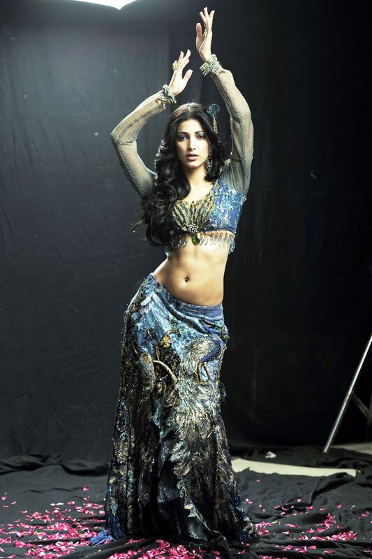 woman in blue dance costume
