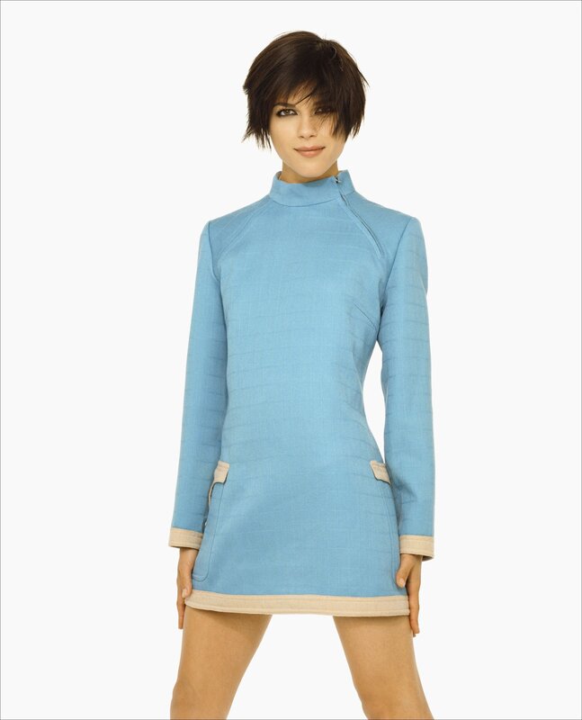 woman in blue dress
