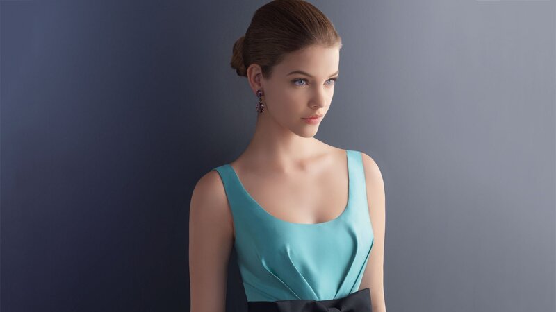 woman in blue dress