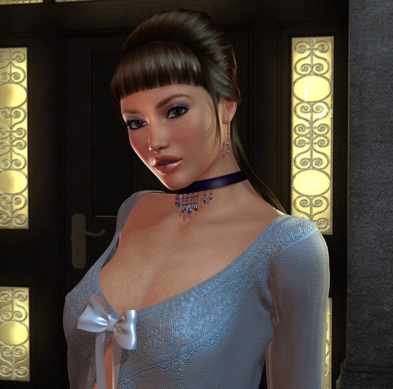 woman in blue dress