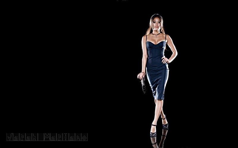Woman in Blue Dress — Black, Dramatic