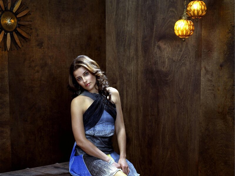 Woman in Blue Dress — Brown, Dramatic