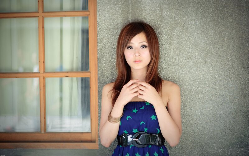 Woman in Blue Dress — Calm, Photograph, Window, Wall