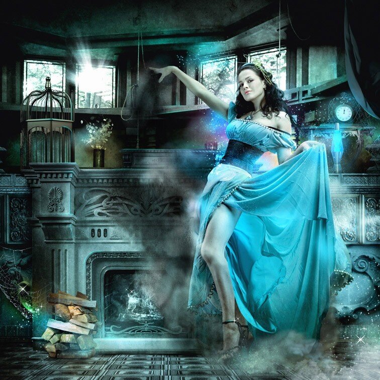 woman in blue dress dancing
