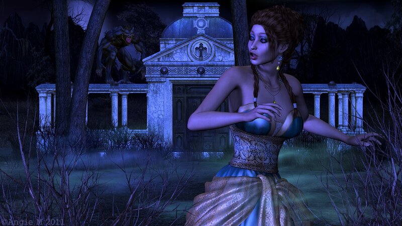 Woman in Blue Dress — Dark