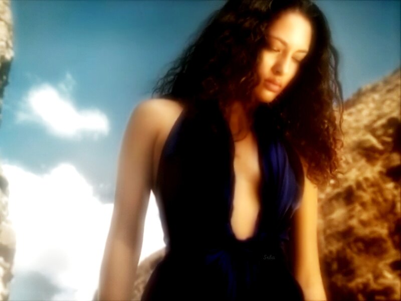 Woman in Blue Dress — Dramatic, Afternoon, Photograph, Clouds, Sky