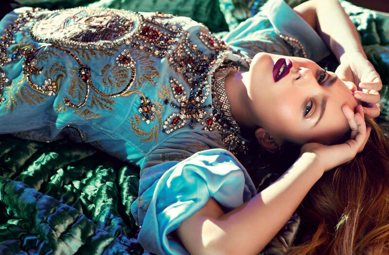 Woman in Blue Dress — Dramatic, Afternoon, Photograph, Makeup