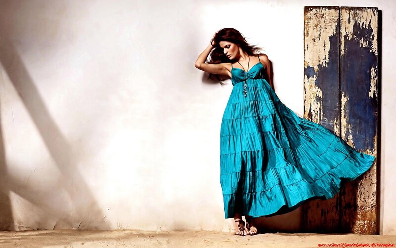 Woman in Blue Dress — Dramatic, Afternoon, Photograph, Wall