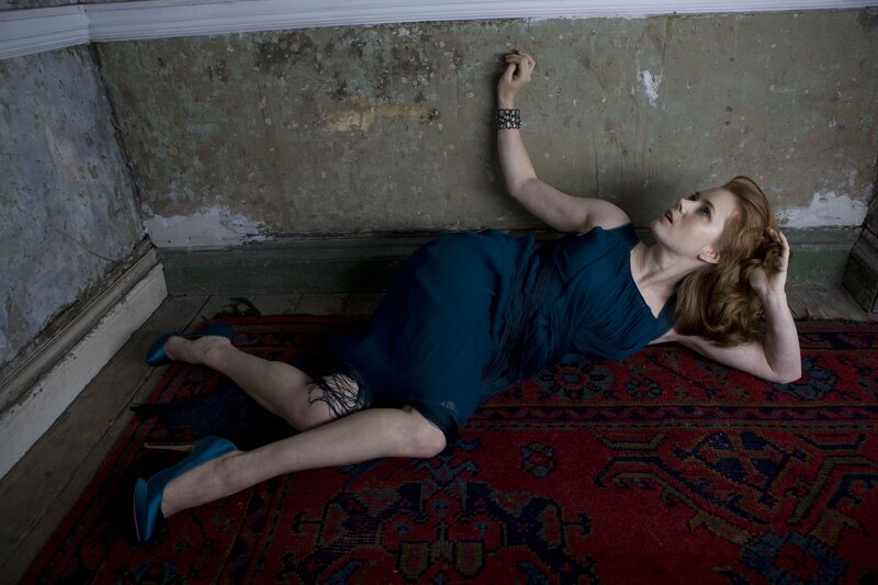 Woman in Blue Dress — Dramatic, Carpet