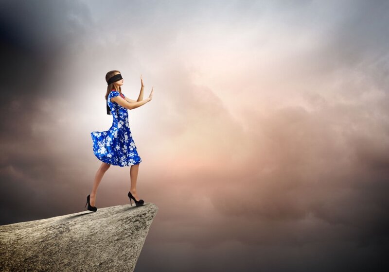 Woman in Blue Dress — Dramatic, Digital Art, Blindfold