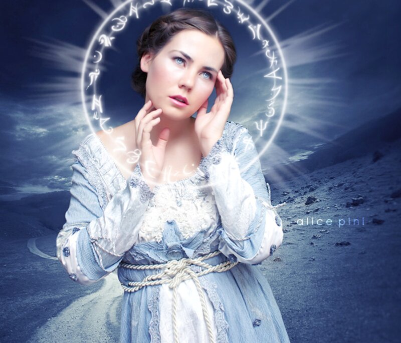 Woman in Blue Dress — Dramatic, Digital Art, Magic Circle
