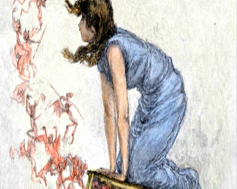 Woman in Blue Dress — Dramatic, Illustration
