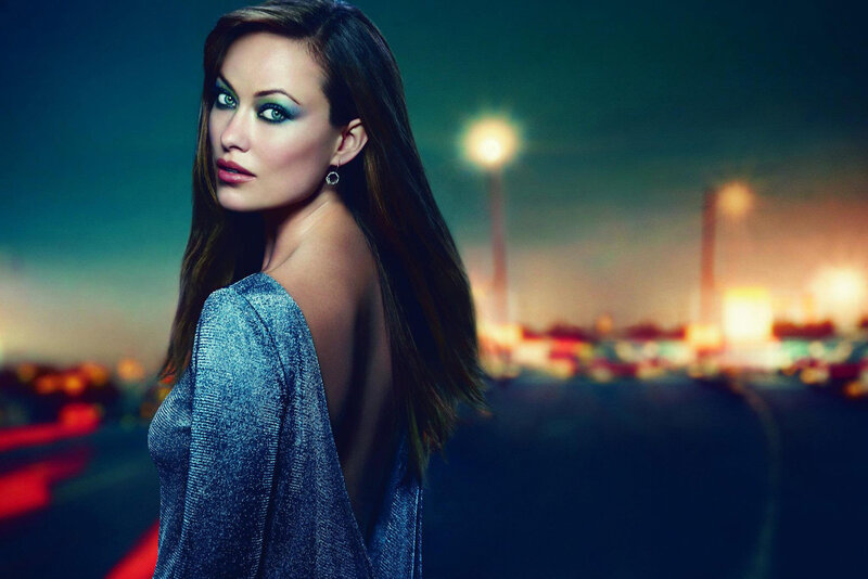 Woman in Blue Dress — Dramatic, Night, Photograph, City Lights