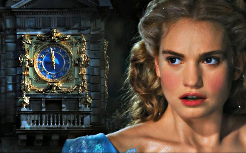 Woman in Blue Dress — Dramatic, Night, Photograph, Clock, Building