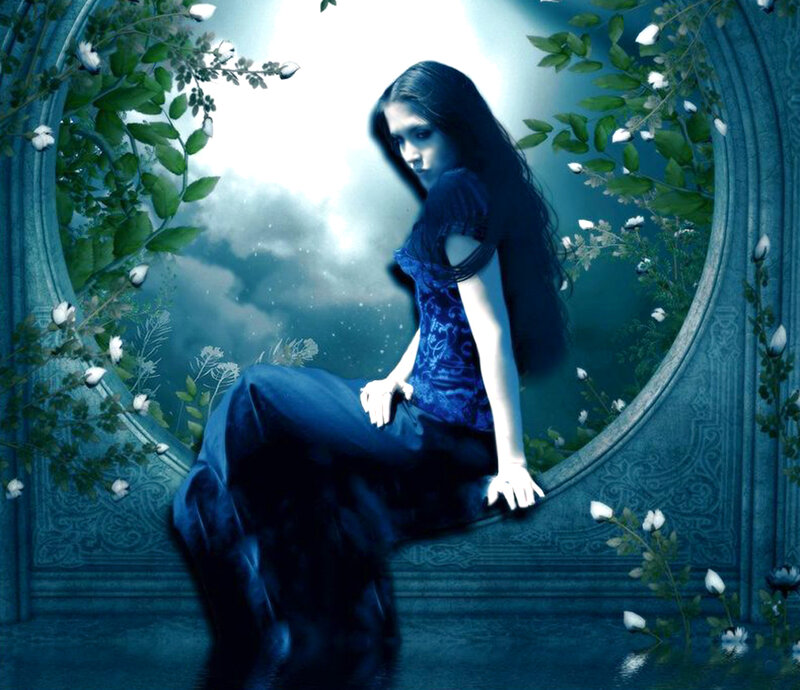 Woman in Blue Dress — Dramatic, Night