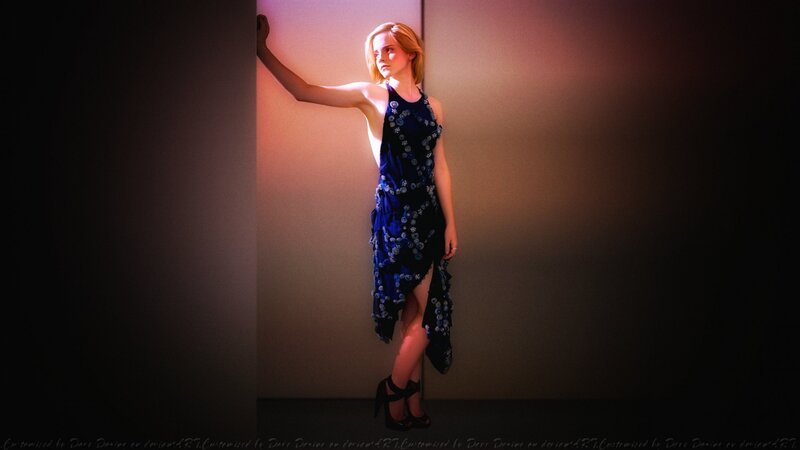 Woman in Blue Dress — Dramatic, Photograph, Wall, Heels