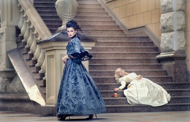 Woman in Blue Dress — Dramatic, Photograph, Woman in White Dress