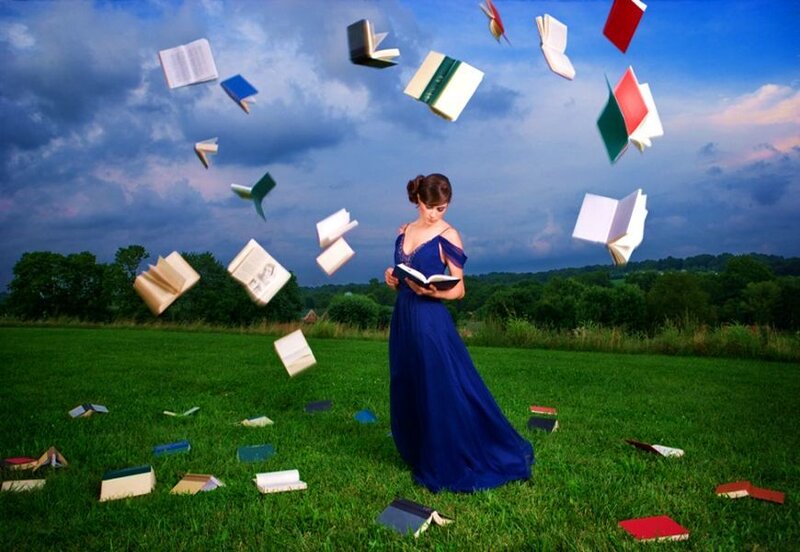Woman in Blue Dress — Dramatic, Sunset, Digital Art