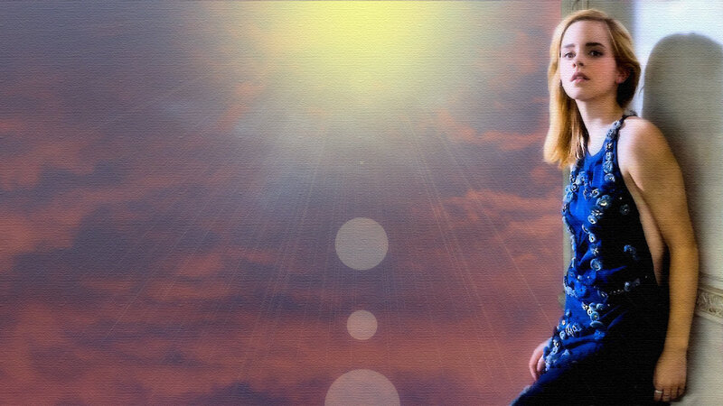 Woman in Blue Dress — Dramatic, Sunset, Photograph, Wall