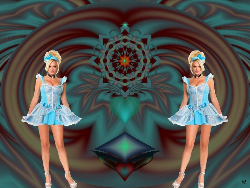 Woman in Blue Dress — Dreamy, Digital Art, Background