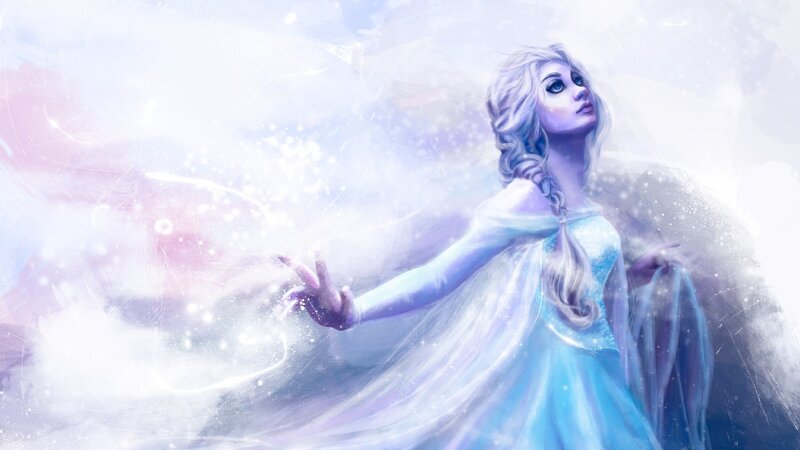 Woman in Blue Dress — Ethereal, Winter, Digital Art