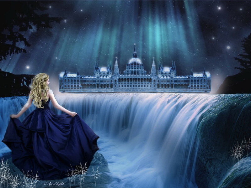 Woman in Blue Dress — Fantasy, Night