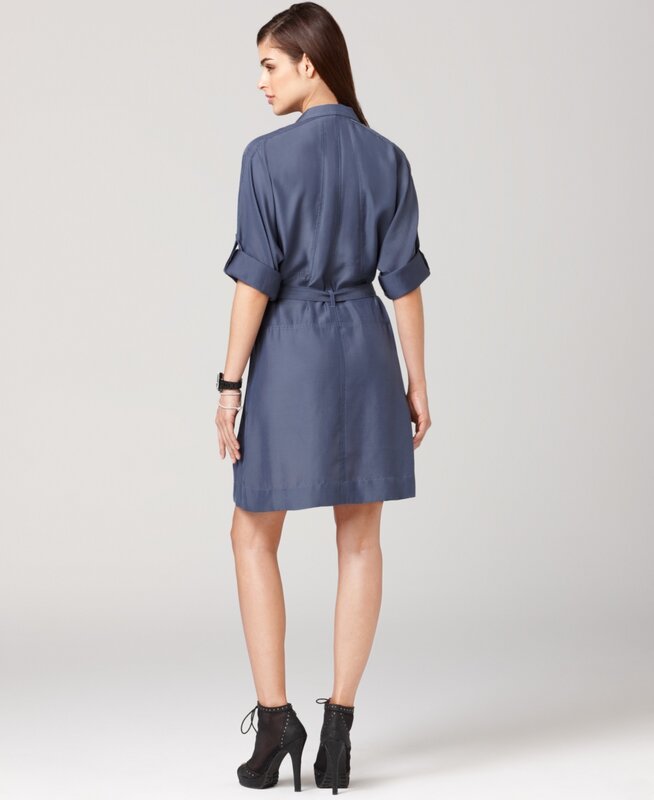 woman in blue dress from back