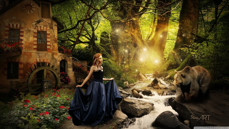 Woman in Blue Dress — Green, Fantasy