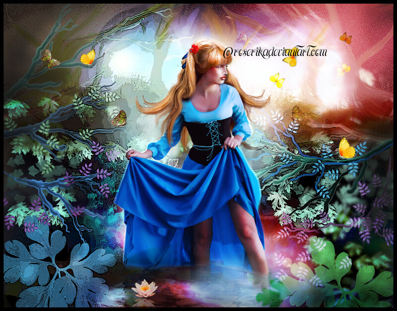 Woman in Blue Dress — Magical, Night, Digital Art