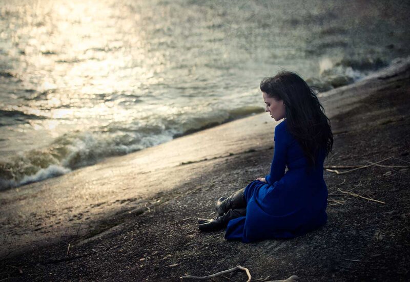 Woman in Blue Dress — Melancholic, Sunset