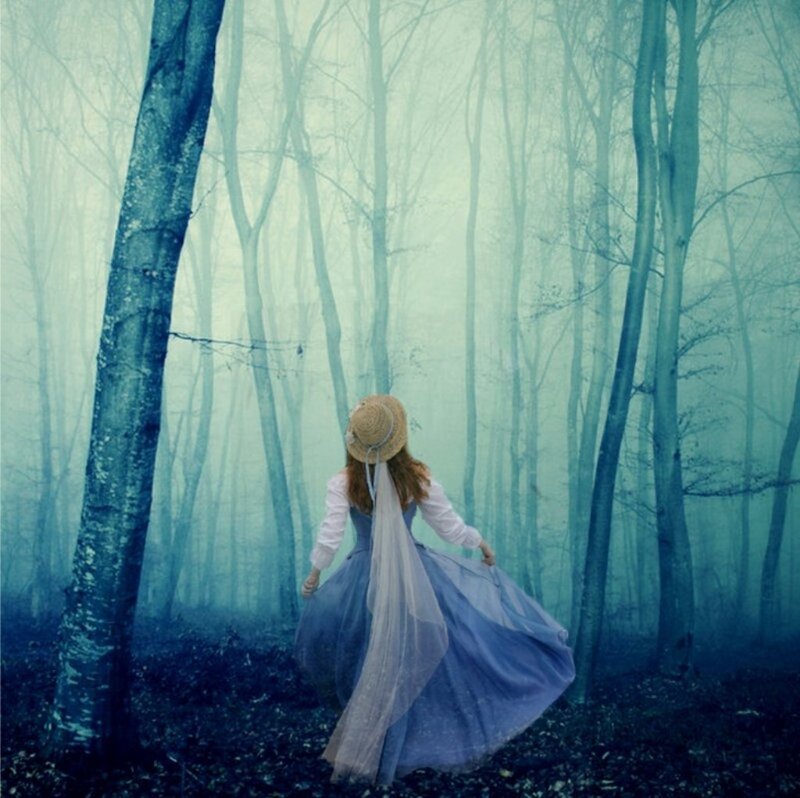 Woman in Blue Dress — Mysterious, Digital Art