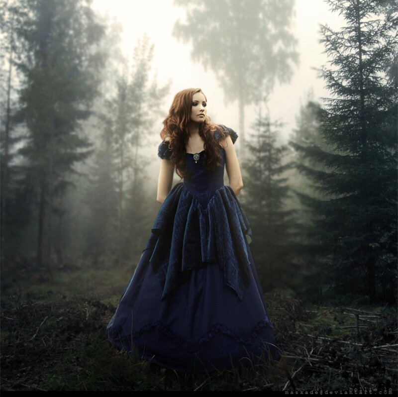 Woman in Blue Dress — Mysterious, Morning