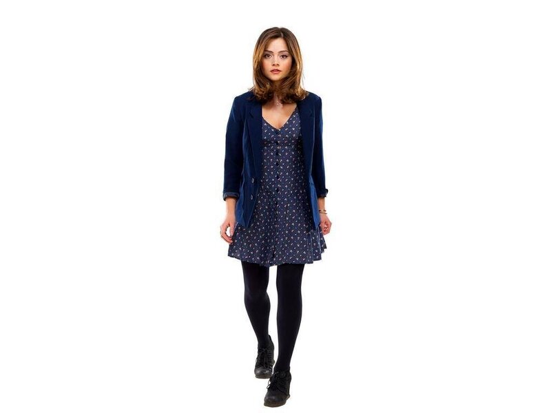 Woman in Blue Dress — Neutral, Photograph, Blazer