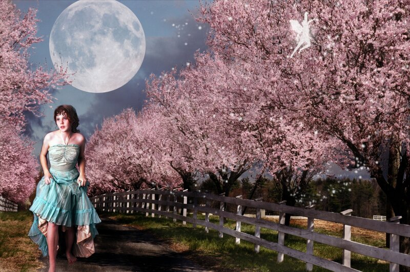 Woman in Blue Dress — Pink, Dreamy