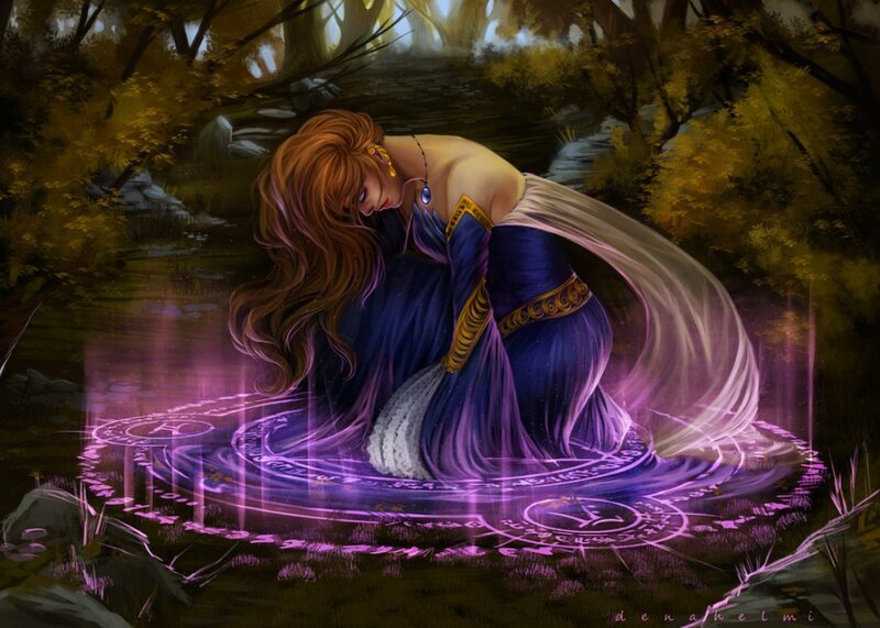 Woman in Blue Dress — Purple, Mystical